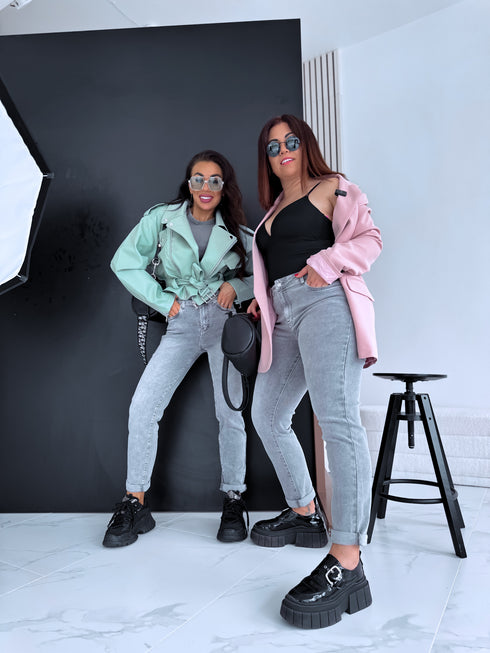 MOM FIT džinsa bikses "SILVER CITY" DJ2687 - PELĒKAS PRE-ORDER